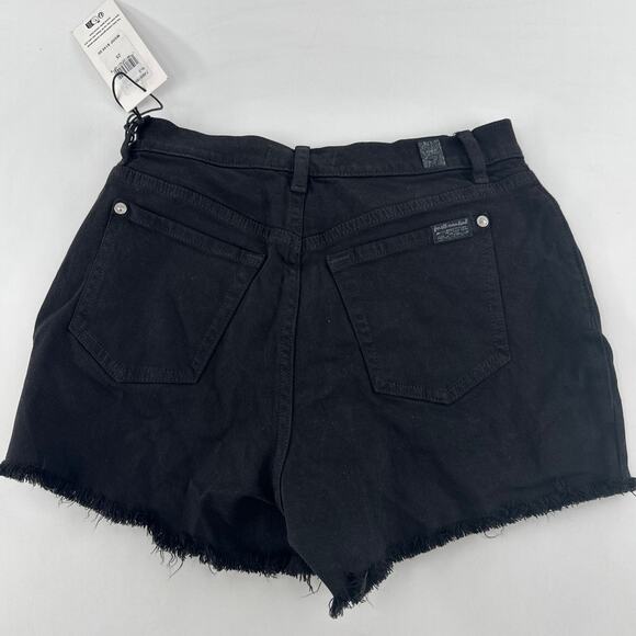 7 For All Mankind Women's Black Cut Off High Rise Jean Shorts Size 25 - Picture 5 of 13